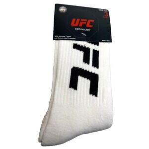 UFC Cotton Crew Socks Color White Set of 3 Pairs One Size NEW